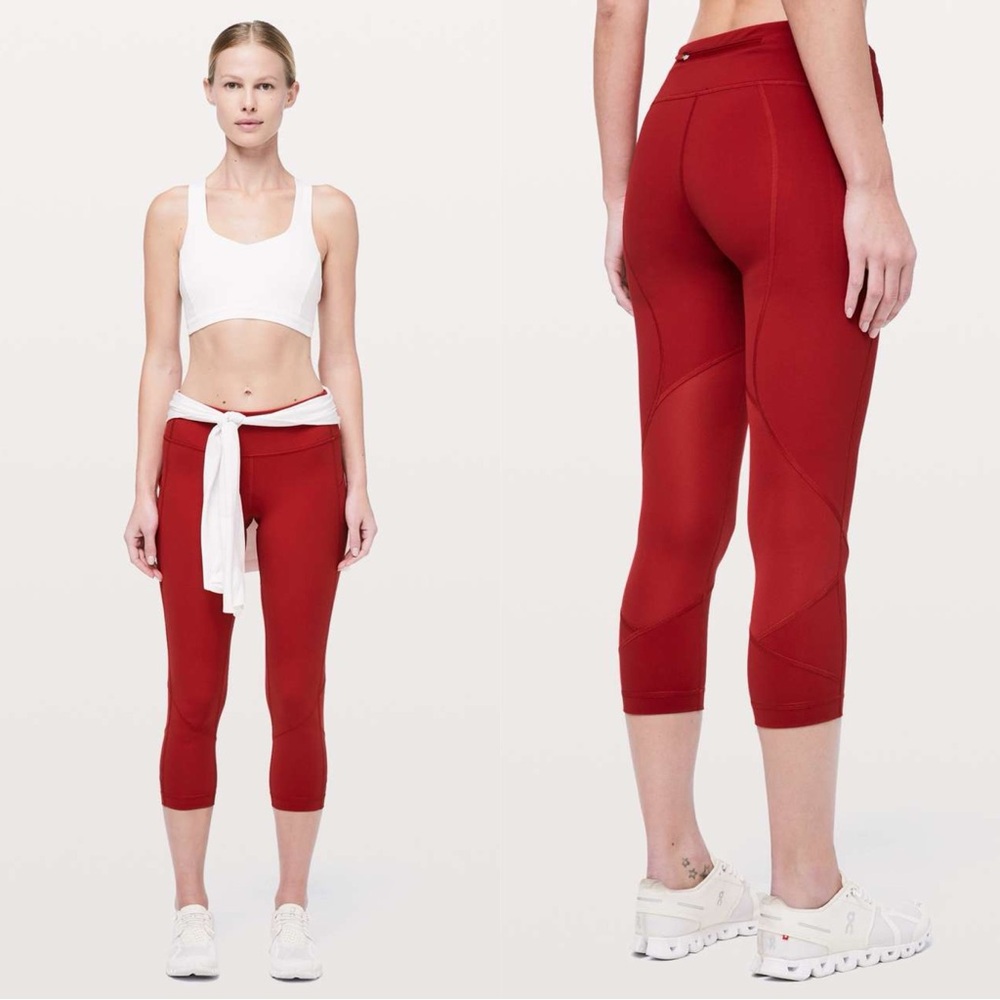 Lululemon Pace Rival Crop *22" Dark Red W6AXMS Size 4